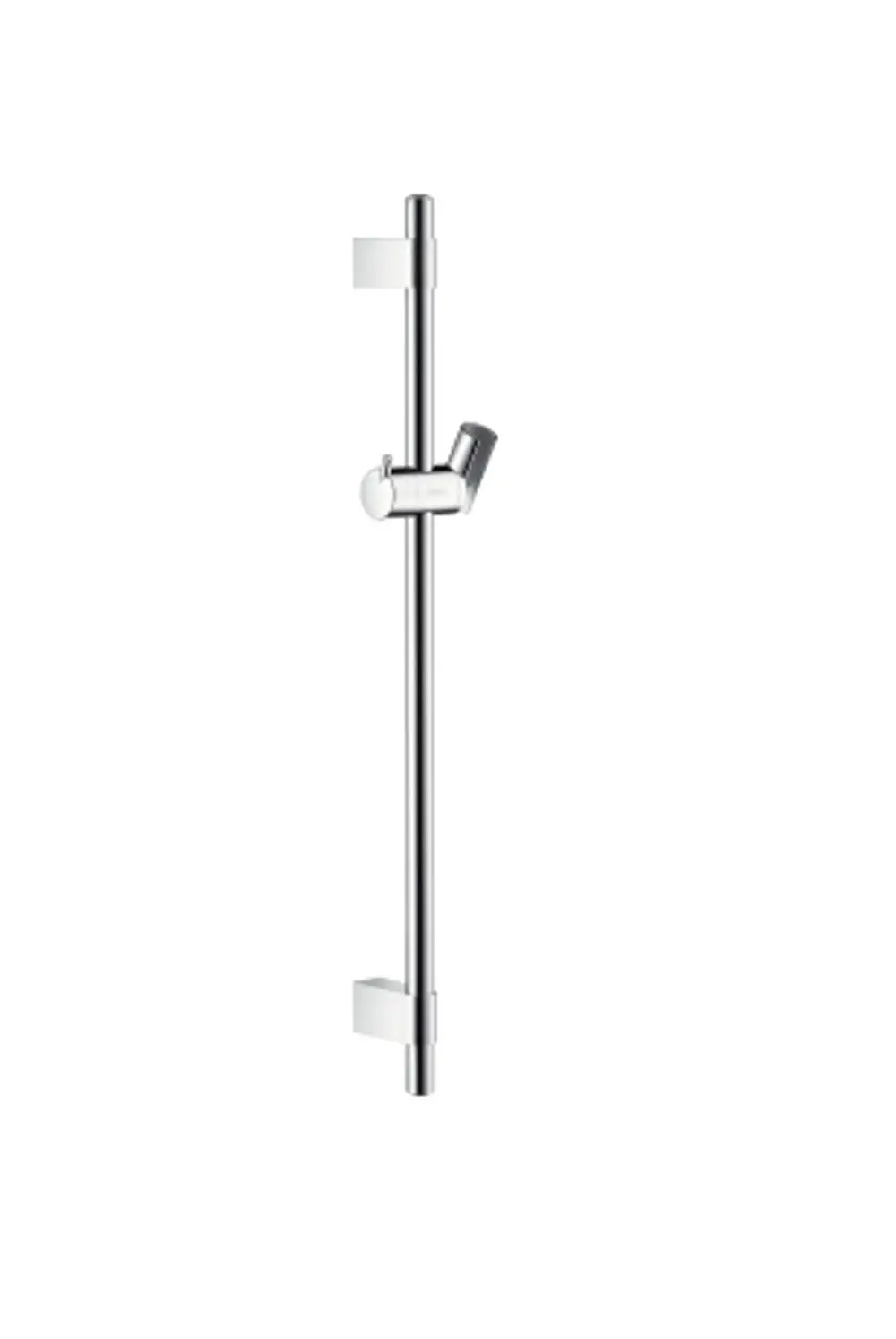 Hansgrohe Brausestange aus Chrom mit Halterungen, vertikal montiert, zur Befestigung einer Handbrause. Schlichte Konstruktion für Badezimmeranwendungen.